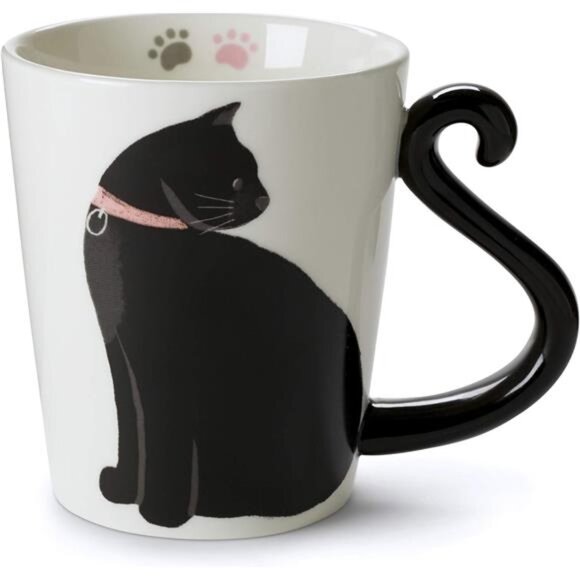 White Ceramic Coffee Mug or Tea Mugs: Animal Shaped Coffee Mugs with Hand Print - Picture 1 of 8